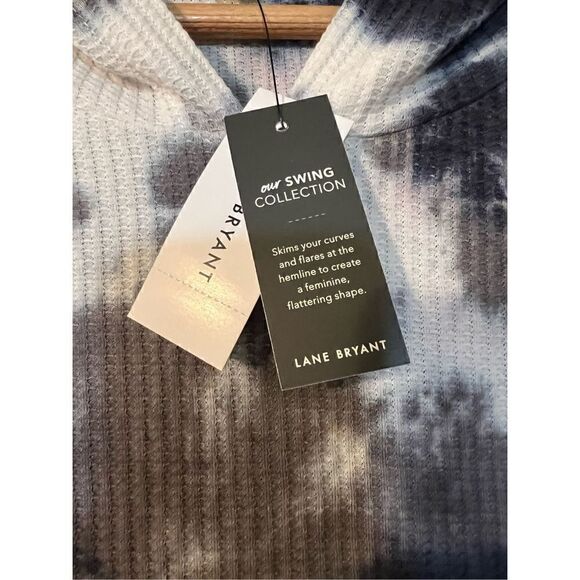 Lane Bryant Women’s Size 14/16 Waffle Knit Peplum Hoodie Black White Tie Dye NWT - Picture 8 of 10